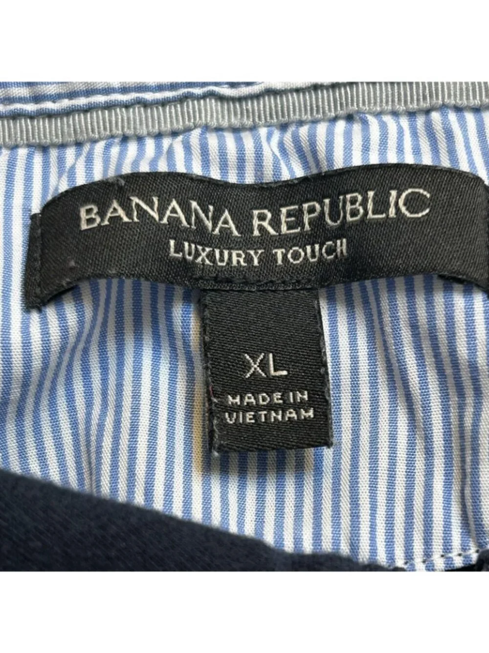 Banana Republic Luxury Touch Polo Shirt Mens XL Navy Rugby Stripe Long Sleeve